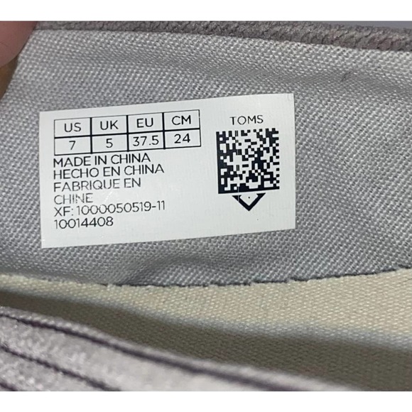 TOMS Women's Seasonal Classic Alpargata GrayShoes Size 7 - Picture 9 of 9